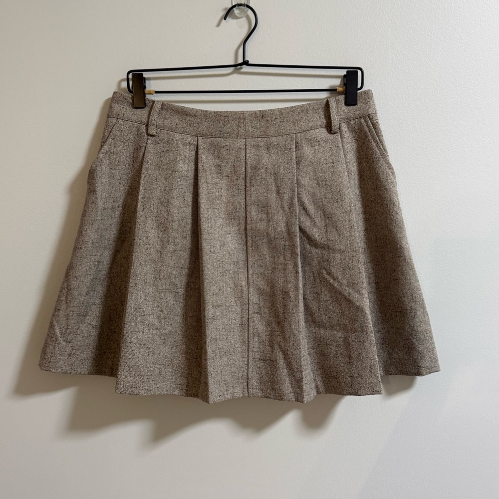 Rihoas Khaki Pocket Pleated Mini Skirt